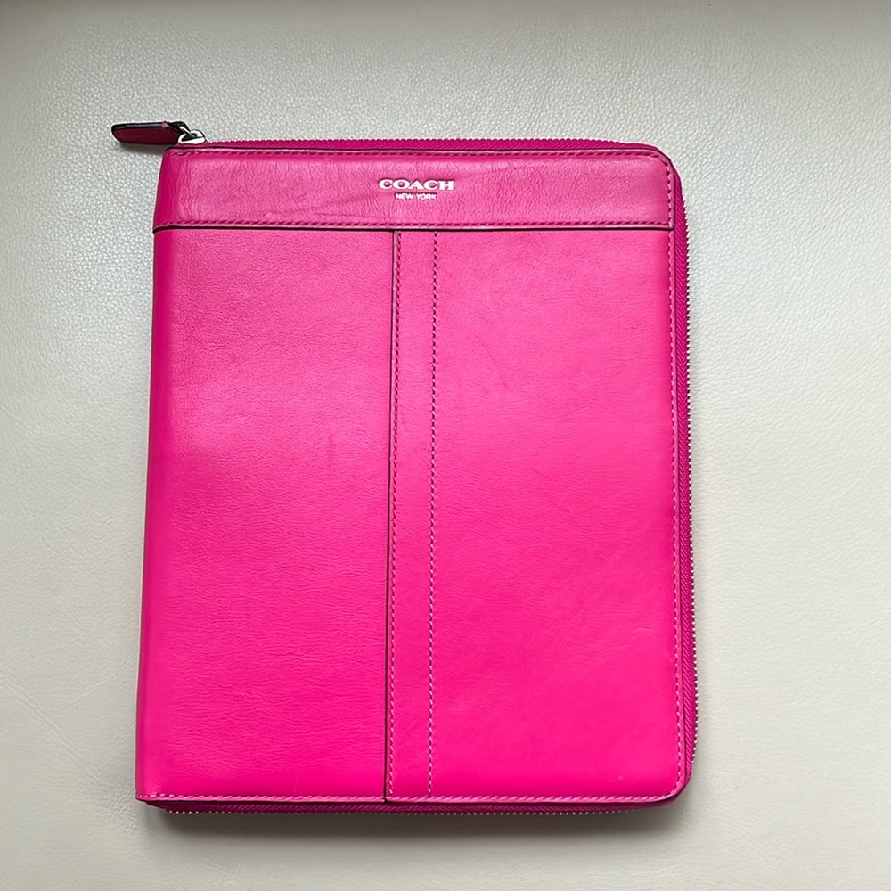 Coach Pink Leather Zip-Around Portfolio